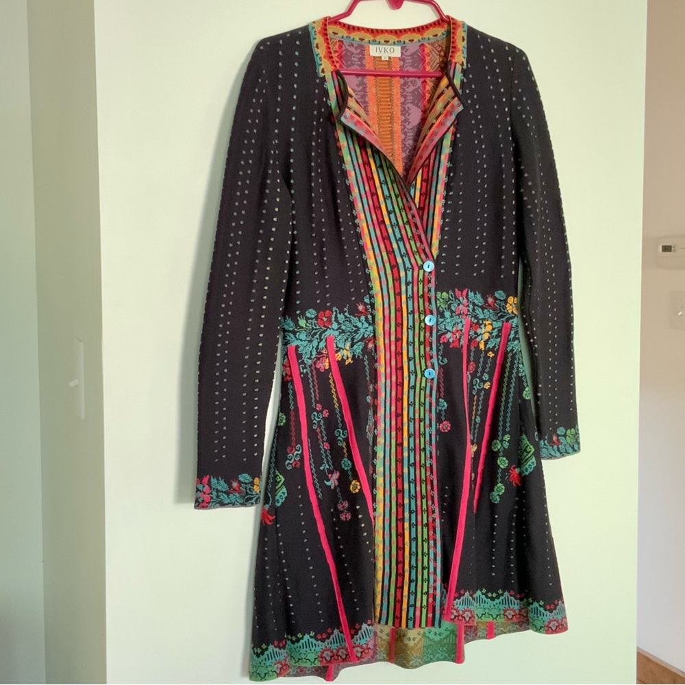 Ivko Long Floral Sweater Jacket
